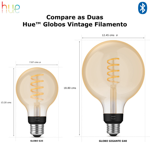 Philips Hue White Ambiance Dimmable Smart Filament G25 l Lâmpada Globo l LED de Filamento Vintage l 2ª Geração l Mais Brilhantes l Branco Quente a Branco Frio | Compatível com Alexa, Apple Homekit & Google Assistant | Funciona com Bluetooth e/ou com a Hue Bridge