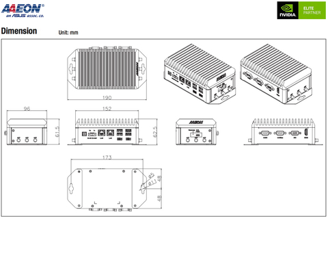 AAEON ASUS BOXER-8652AI , Computador Industrial , NVIDIA® Jetson Orin™ NX 8GB