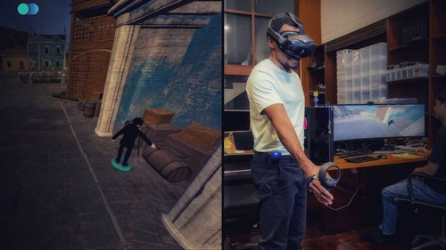 Imagem do Decamove VR Tracker Quadril l Ficou muito mais fácil manobrar em VR l Liberte a cabeça para olhar ao redor e as mãos para interação