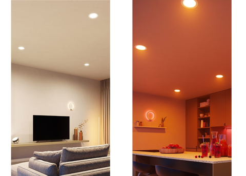 Philips Hue White and Color Ambiance Bluetooth | Dimmable LED Smart Retrofit Recessed Downlight 5/6" l 2ª Geração | Luminária Spot de Teto de Embutir l Fluxo Luminoso 1,100 lumens | Luminária Spot de Teto de Embutir | Compatível com a Alexa, Apple Homekit & Google Assistant | 4-Pack - loja online