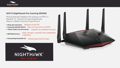 Netgear Sistema WiFi6 Roteador Nighthawk Pro Gaming XR1000 | 6-Stream AX5400 | Até 5.4Gbps | DumaOS 3.0 Optimizes Lag-Free Server Connections | 4 x 1G Ethernet and 1 x 3.0 USB Ports - comprar online