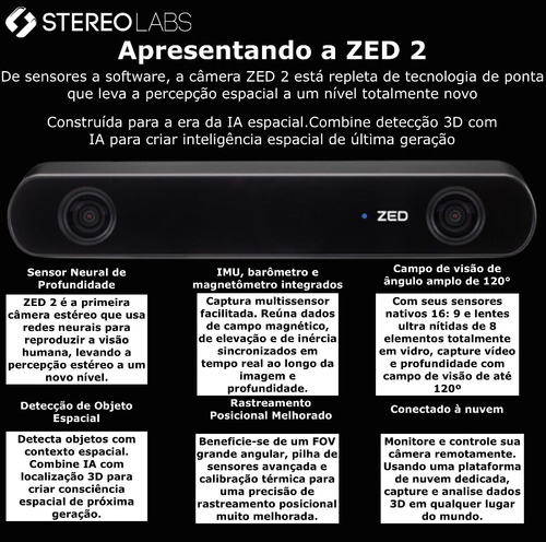 Stereolabs ZED 2 Stereo 3D Camera | + Extensão de Cabo de 10 mts on internet