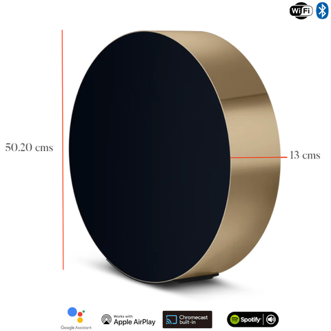 Imagen de Bang & Olufsen Beosound Edge l Brass Tone l Wireless Multiroom Speaker l Auto Falante Compacto True 360º l Desafia a Gravidade l 1ª Porta de Graves Ativa do Mundo l Incríveis 800W l Controle de Som Direcional l WiFi & Bluetooth l Chromecast & Google Assistant Integrados l Compatível com Apple 2 & Spotify Connect l Recomendado para áreas de 20m² até 120m²