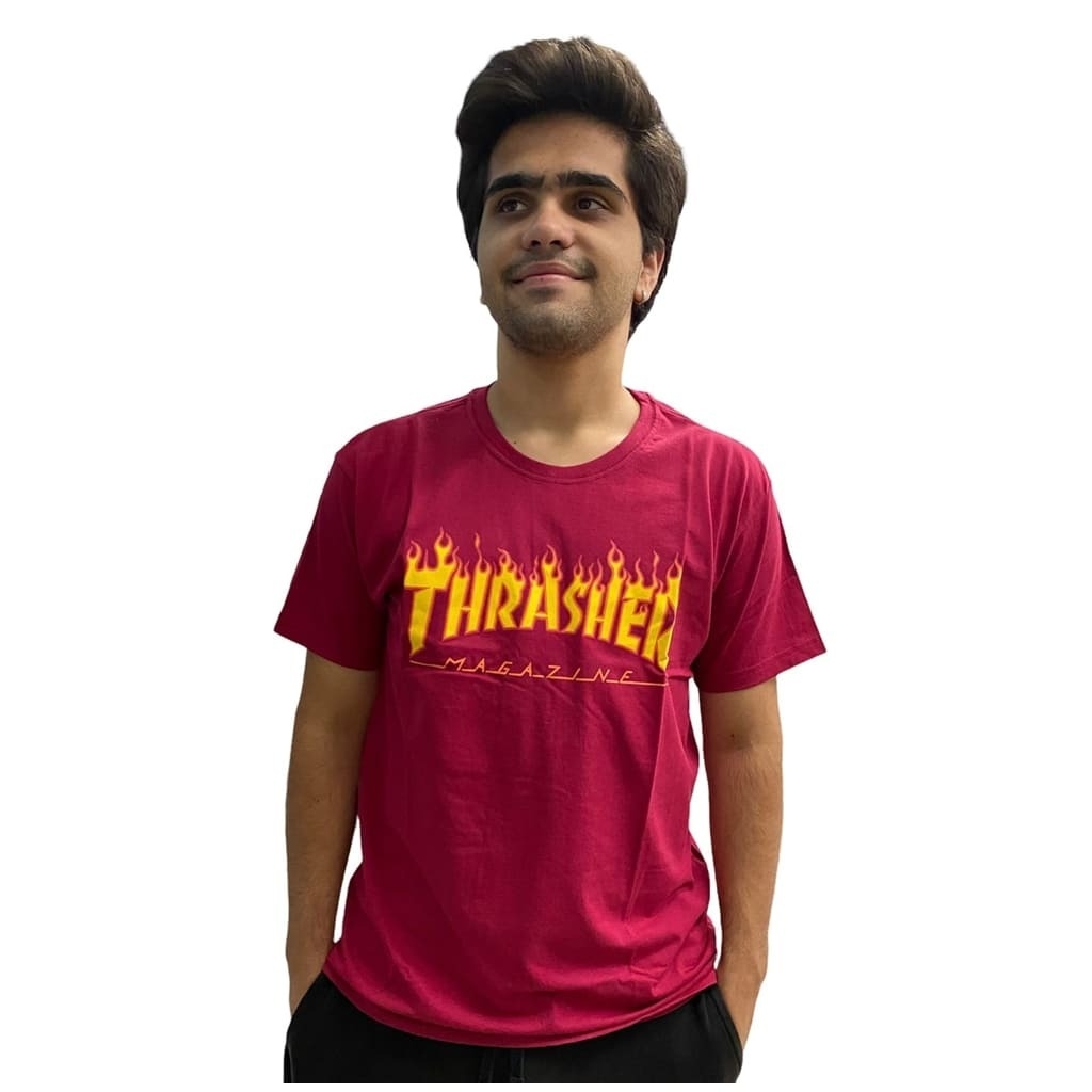 Camiseta Thrasher Flame Logo Bordo