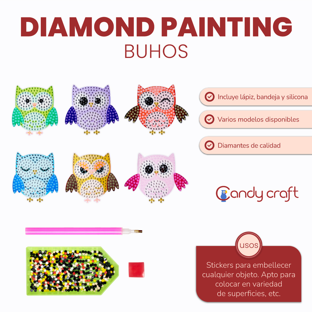 6 Animales Kit Pintura De Diamante Sticker Diamond Painting