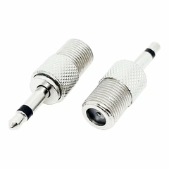 Adaptador Conector P2 Mono Para Coaxial Femea F - Metálico