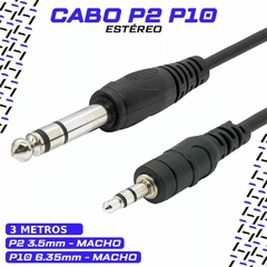 Cabo P10 + P2 Stereo Profissional 3,0Mts Adaptador Mesa Som - comprar online
