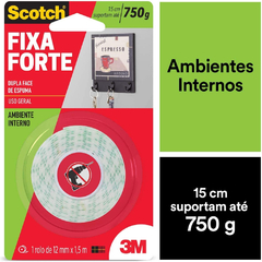 Fita Dupla Face 3M Scotch Extra Forte Branca Espuma 12mm 1,5m - comprar online