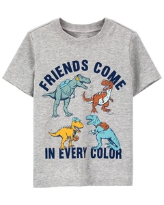 Camiseta Carters manga curta - Dinossauros cinza mescla