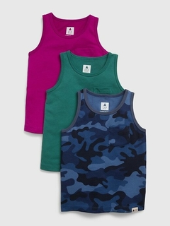Kit Camisetas regata GAP - Camo, verde e roxa