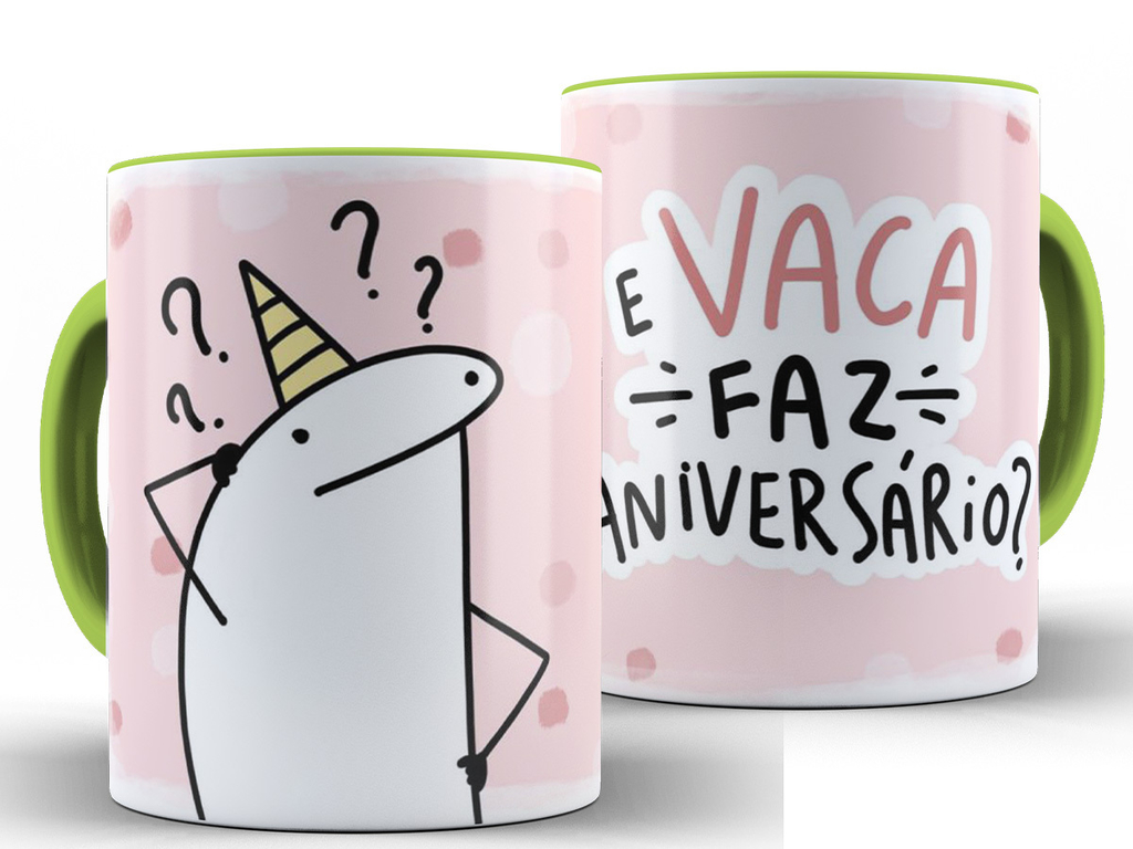 Caneca De Aniversario Flork Meme 325 Ml De Porcelana