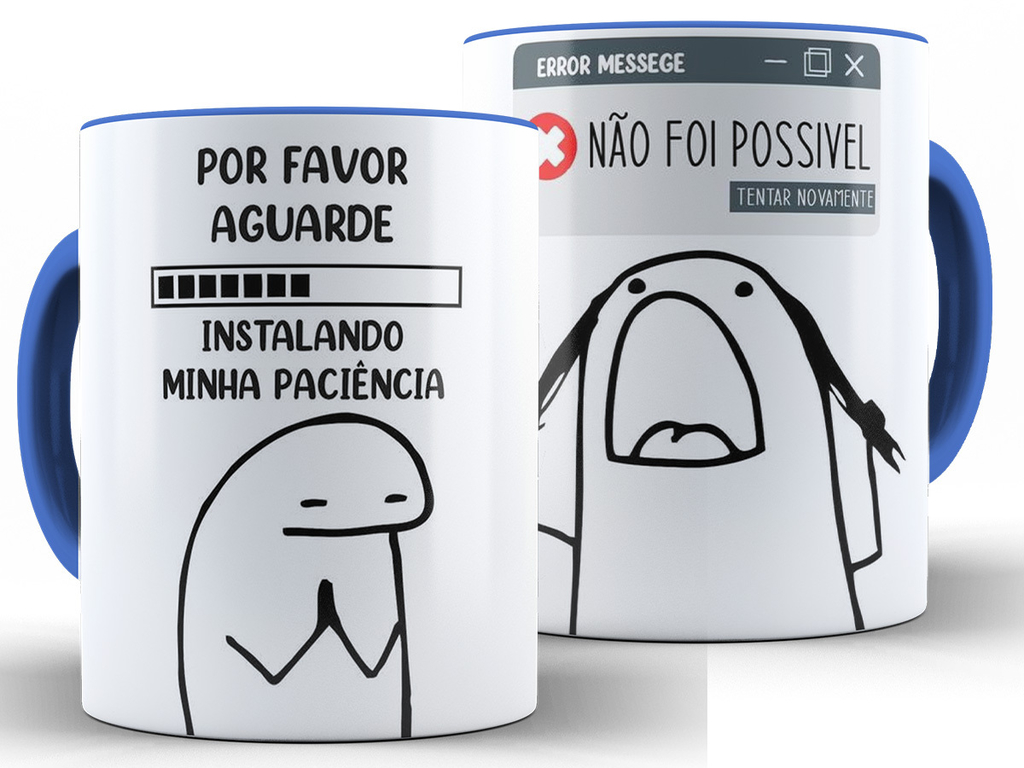 Caneca Paciência Flork Meme 325 Ml De Porcelana Com Caixinha