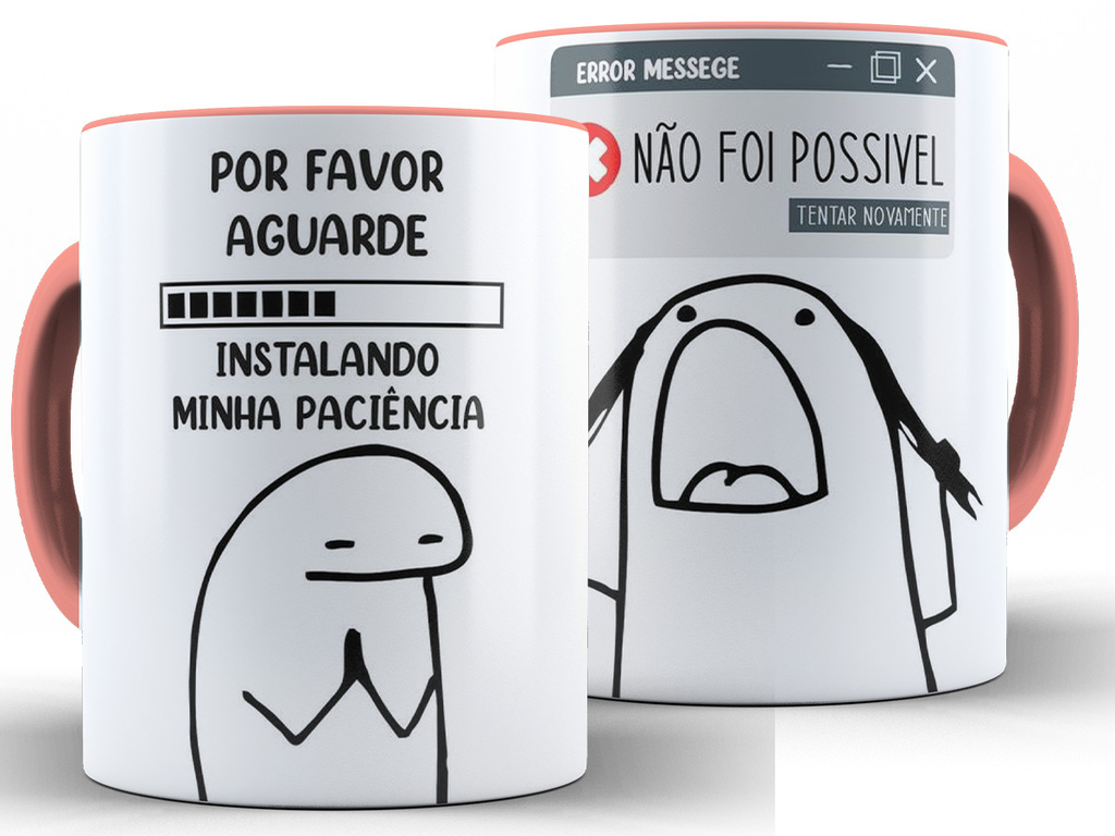 Caneca Paciência Flork Meme 325 Ml De Porcelana Com Caixinha