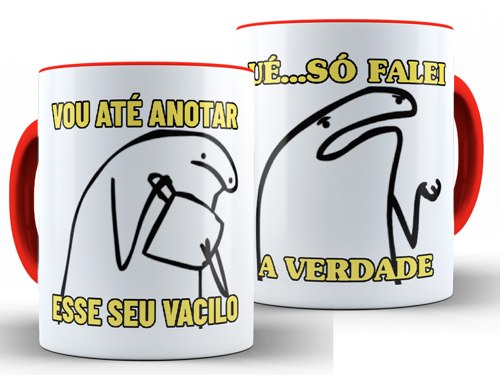 Caneca Paciência Flork Meme 325 Ml De Porcelana Com Caixinha