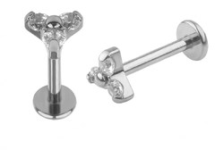 Labret titânio zircônia(3mm pedra) 8mm. Rosca interna.