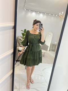 1243 - Vestido Zara Curto Poá Verde - comprar online