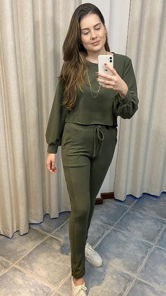 CONJUNTO MOLETINHO MANGA BUFANTE - VERDE MILITAR - comprar online