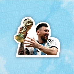 Sticker Messi con la Copa del Mundo #1