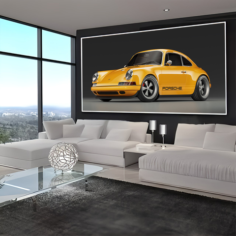 Quadro Porsche 911 Amarelo Lado -- Br Artes