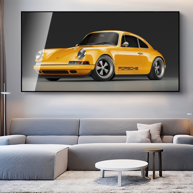 Quadro Porsche 911 Amarelo Lado -- Br Artes