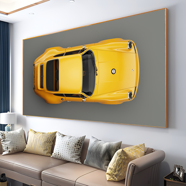 Quadro Porsche 911 Amarelo Lado -- Br Artes