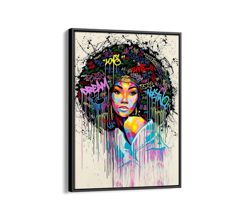 Quadro decorativo Bansky em algodão e poliéster com desenho de uma criança  pintando 70x100 cm Forme 966BRS1174 - Comprar com preços económicos