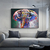 Quadro Pintura Elefante Colorido - comprar online