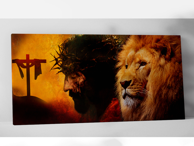 Quadro Decorativo Jesus Rei e o Leão