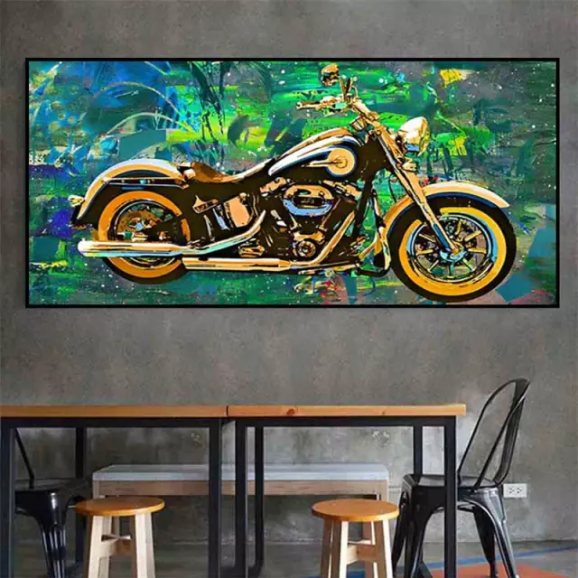 Quadro decorativo desenho moto Harley Davison marrom