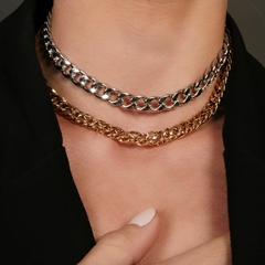 CHOKER CORRENTE ELOS GRUMET LUXO RODIO