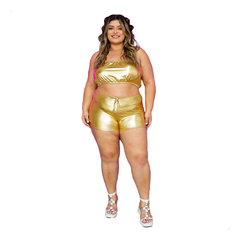 Conjunto Plus Size Metalizado Carnaval Top Alcinha C Shorts - comprar online