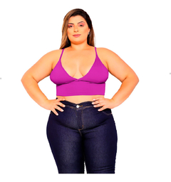 Imagem do Cropped Top Feminino Decotado Plus Size Suplex Lycra Verão