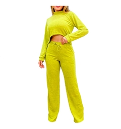 Conjunto Lãzinha Inverno Cropped Manga Longa Calça Flare na internet