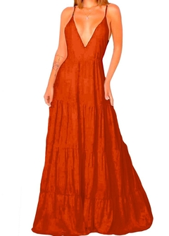 Vestido Alcinha Longo Decote Em V Costa Nua R veillon Festa