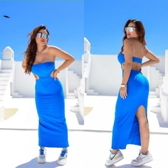 Vestido Midi Canelado 3d Tomara Que Caia Com Bojo Verao - loja online