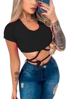 Top Cropped Suplex Lycra Detalhe Tiras Frontais Tendência