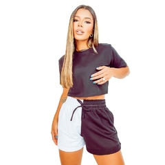 Imagem do Conjunto Blusa Moletom Cropped Manga Curta Gringa Shorts