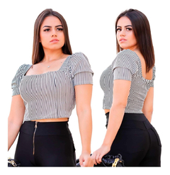 Cropped Suplex Manga Curta Princesa Ombro Poliamida Lycra