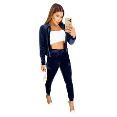 Conjunto Moletom Veludo Cropped Blusa Casaco Capuz Feminino na internet