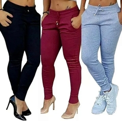 Calça Ribana Feminina Jogger Moletom Cordão E Bolso Latera - loja online