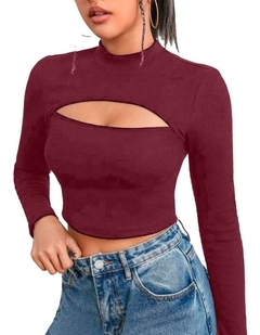 Imagem do Cropped Gringa Manga Longa Blusinha Blogueira Gola Alta