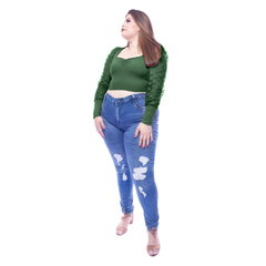 Cropped Blusinha Manga Comprida Bufante Tule Poa Bolinha Plus Size