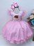 Vestido Infantil Rosa Bailarina Princesa Festas Luxo