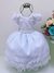 VESTIDO INFANTIL BRANCO BATIZADO LUXO DAMINHAS RENDA PÉROLAS