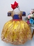 VESTIDO INFANTIL BRANCA DE NEVE RENDA DOURADA STRASS