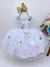 Vestido Infantil Branco Aplique Borboletas Douradas Flores