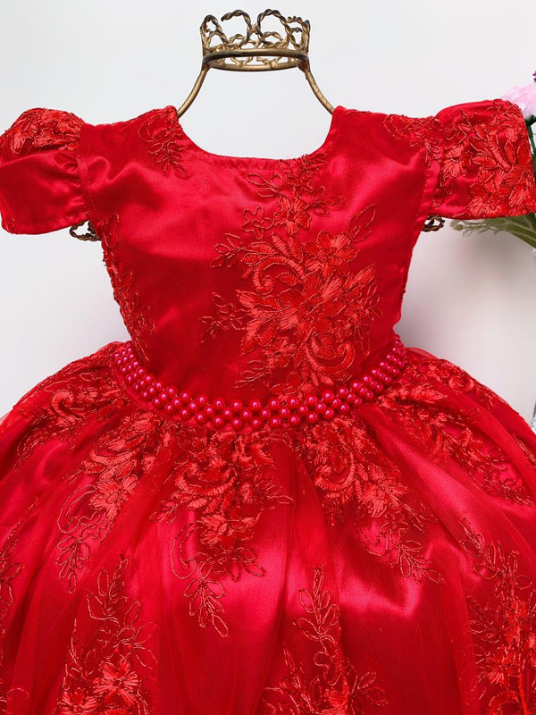 Vestido Infantil Vermelho Dourado Natal Festa Moranguinho Minnie