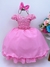 VESTIDO INFANTIL ROSA RENDA CINTO PÉROLAS C/TIARA