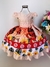 VESTIDO INFANTIL MOANA SALMÃO FLORES E APLIQUE PÉROLAS