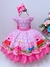 VESTIDO INFANTIL ROSA BOLINHAS BRANCAS PEPPA